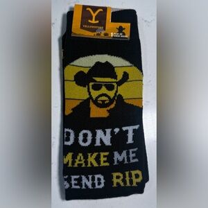 NEW~Yellowstone~RIP~Crew Socks~”Don’t Make Me Send Rip”~Fits Shoe Size 6-12